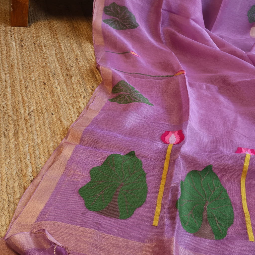 Silk Linen Jamdani Saree – West Bengal Handloom