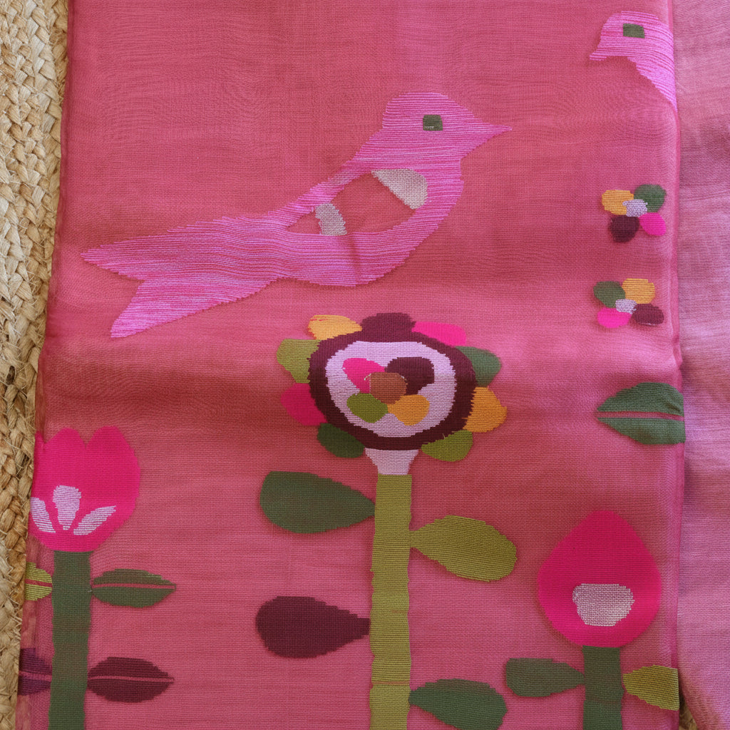 Silk Linen Jamdani Saree – West Bengal Handloom