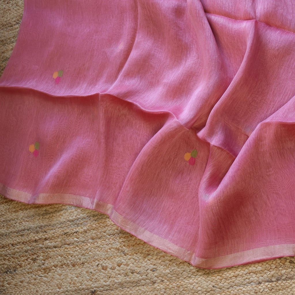 Silk Linen Jamdani Saree – West Bengal Handloom