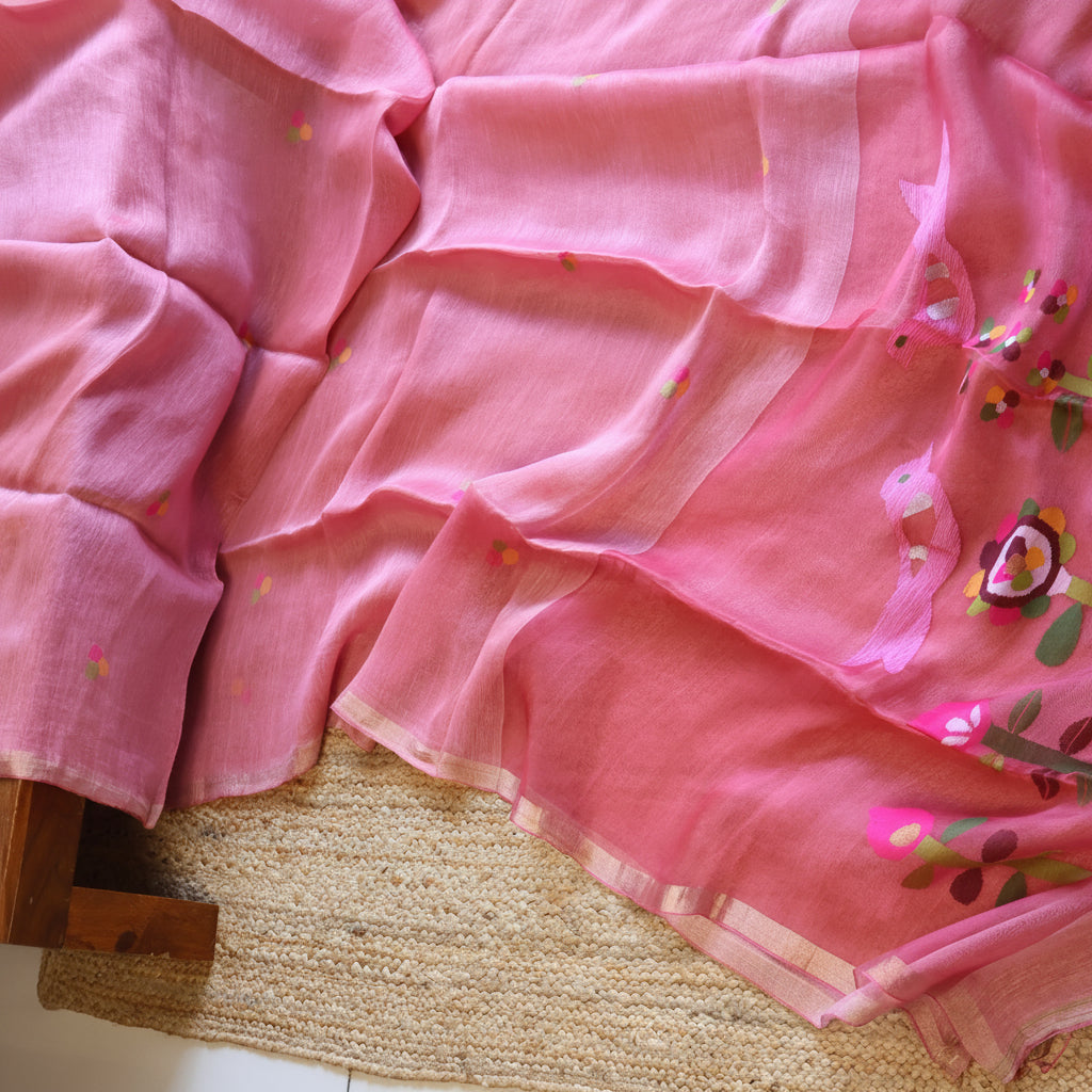 Silk Linen Jamdani Saree – West Bengal Handloom