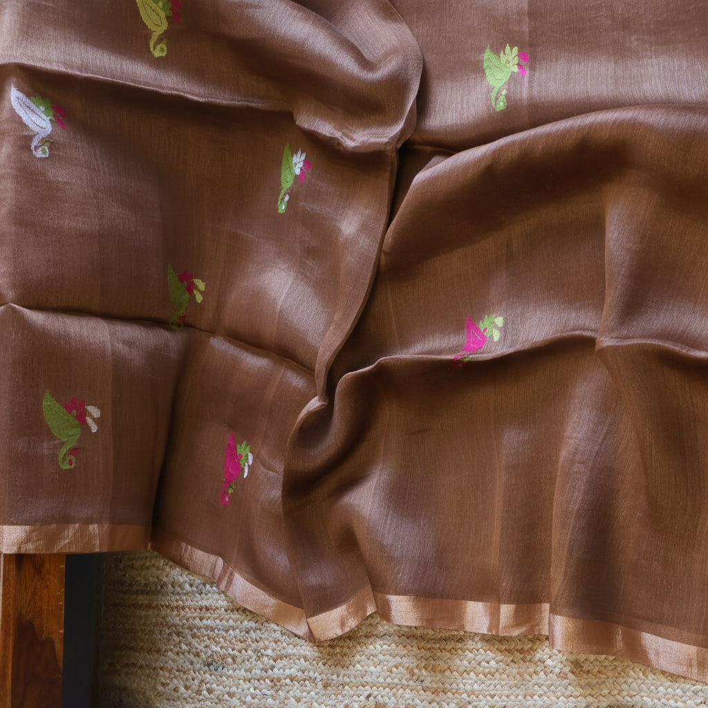Silk Linen Jamdani Saree – West Bengal Handloom
