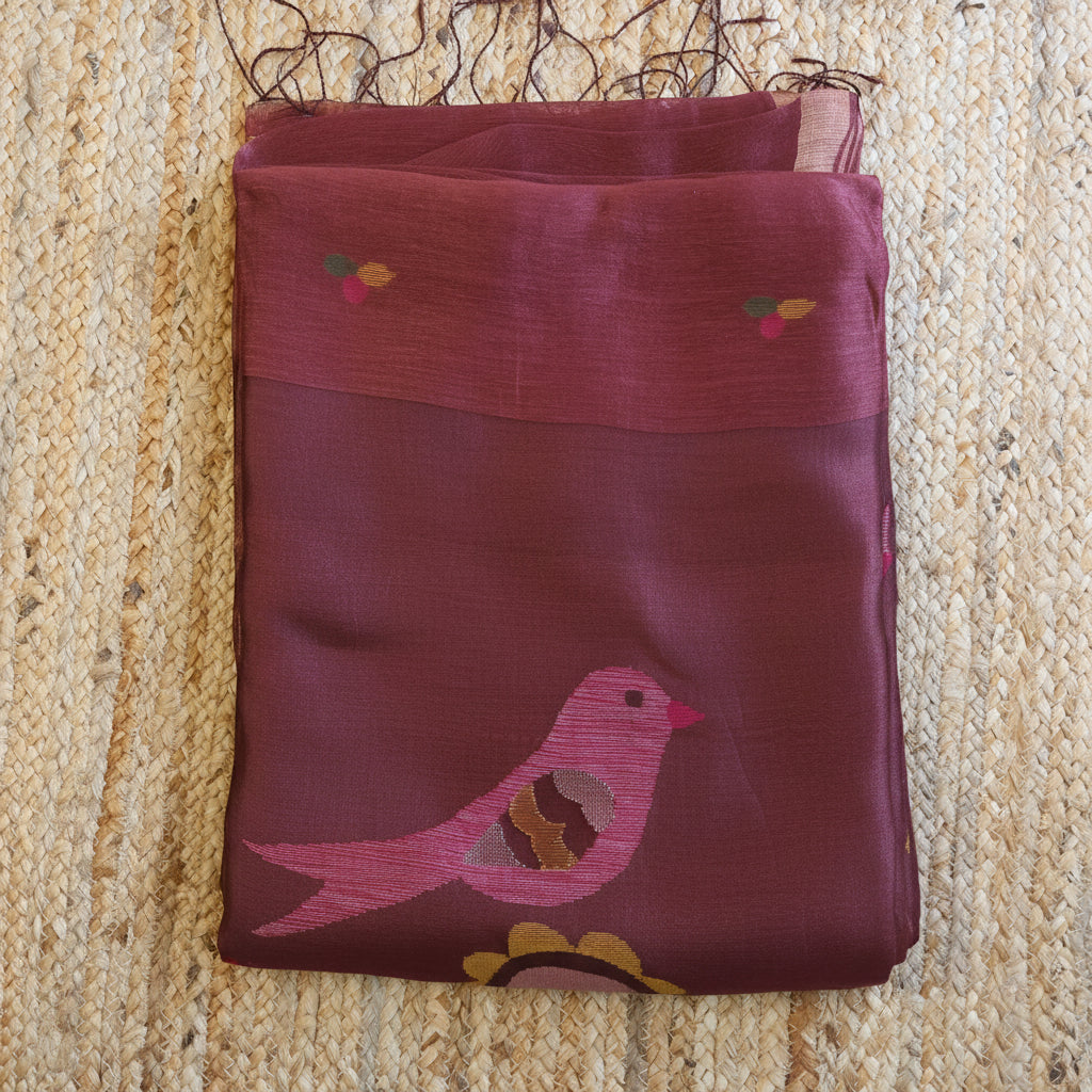 Silk Linen Jamdani Saree – West Bengal Handloom