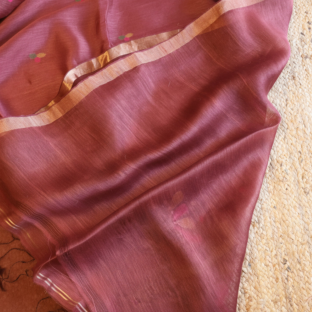 Silk Linen Jamdani Saree – West Bengal Handloom
