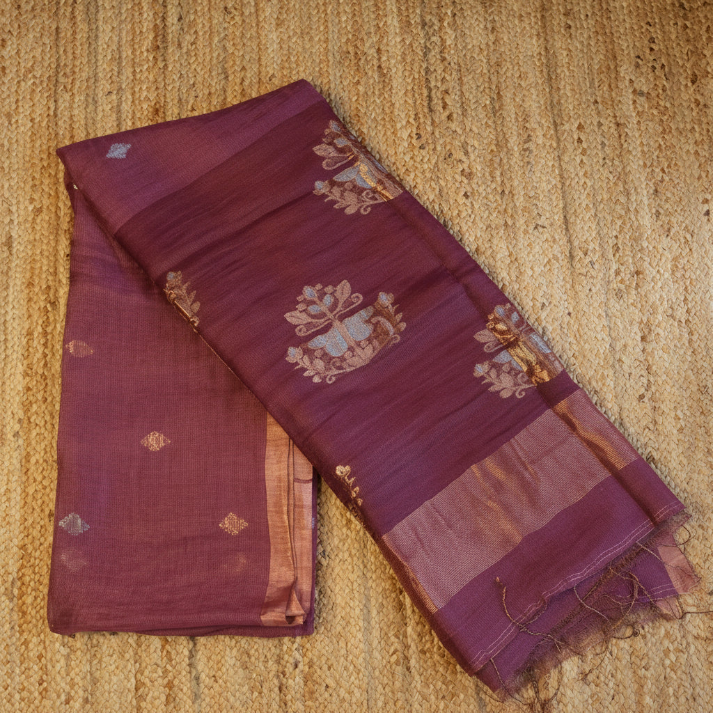 Silk Linen Jamdani Saree – West Bengal Handloom