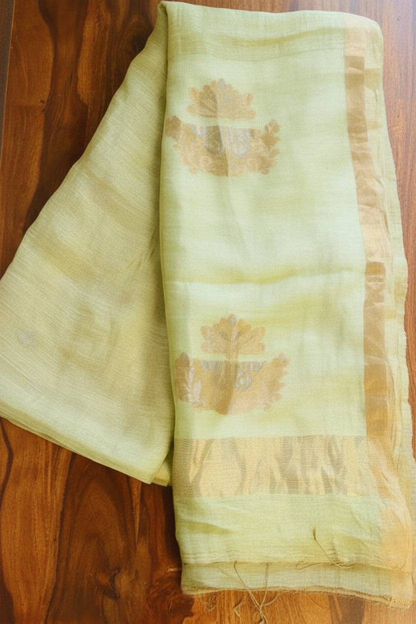 Silk Linen Jamdani Saree – West Bengal Handloom