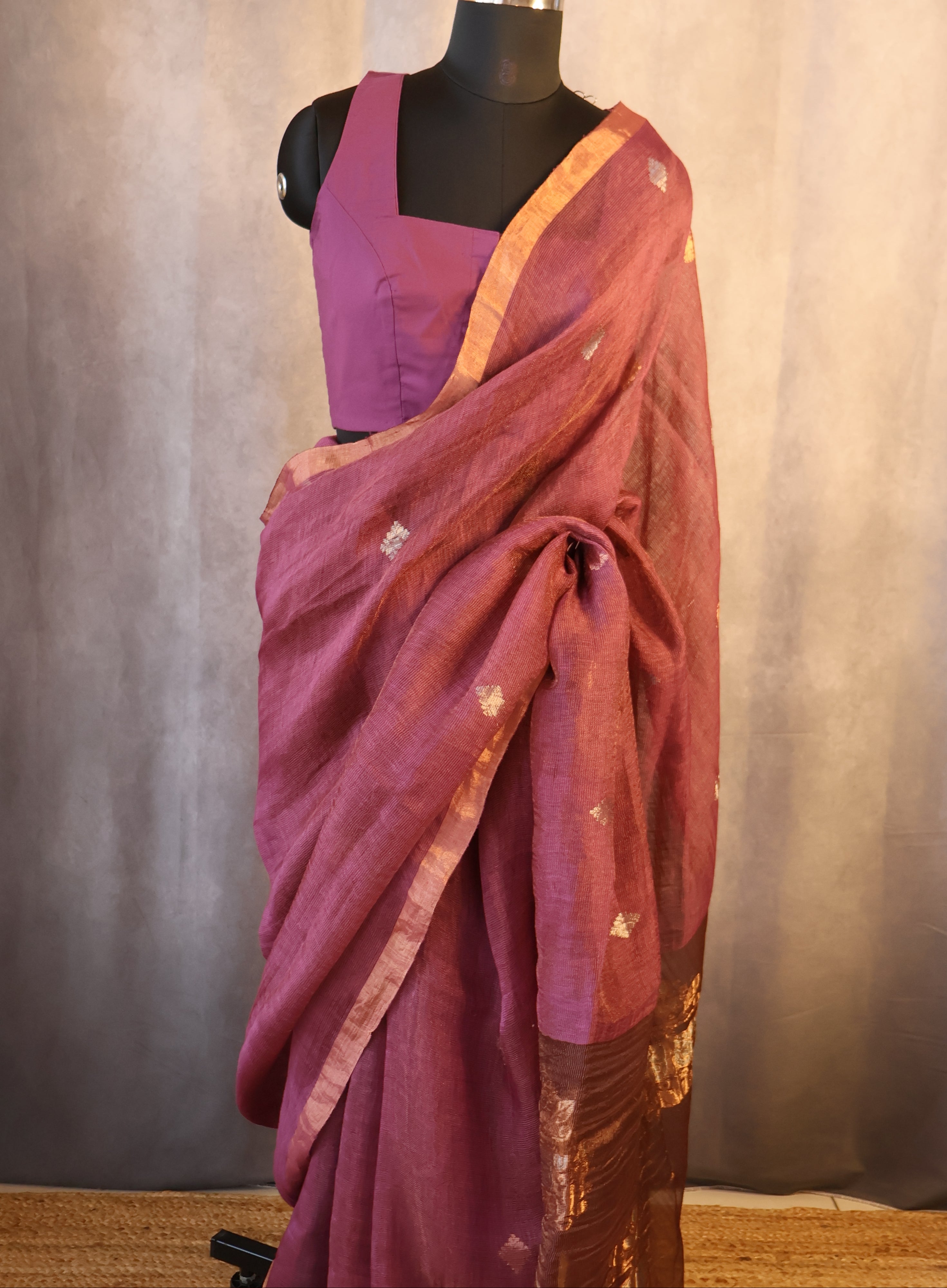 Silk Linen Jamdani Saree – West Bengal Handloom