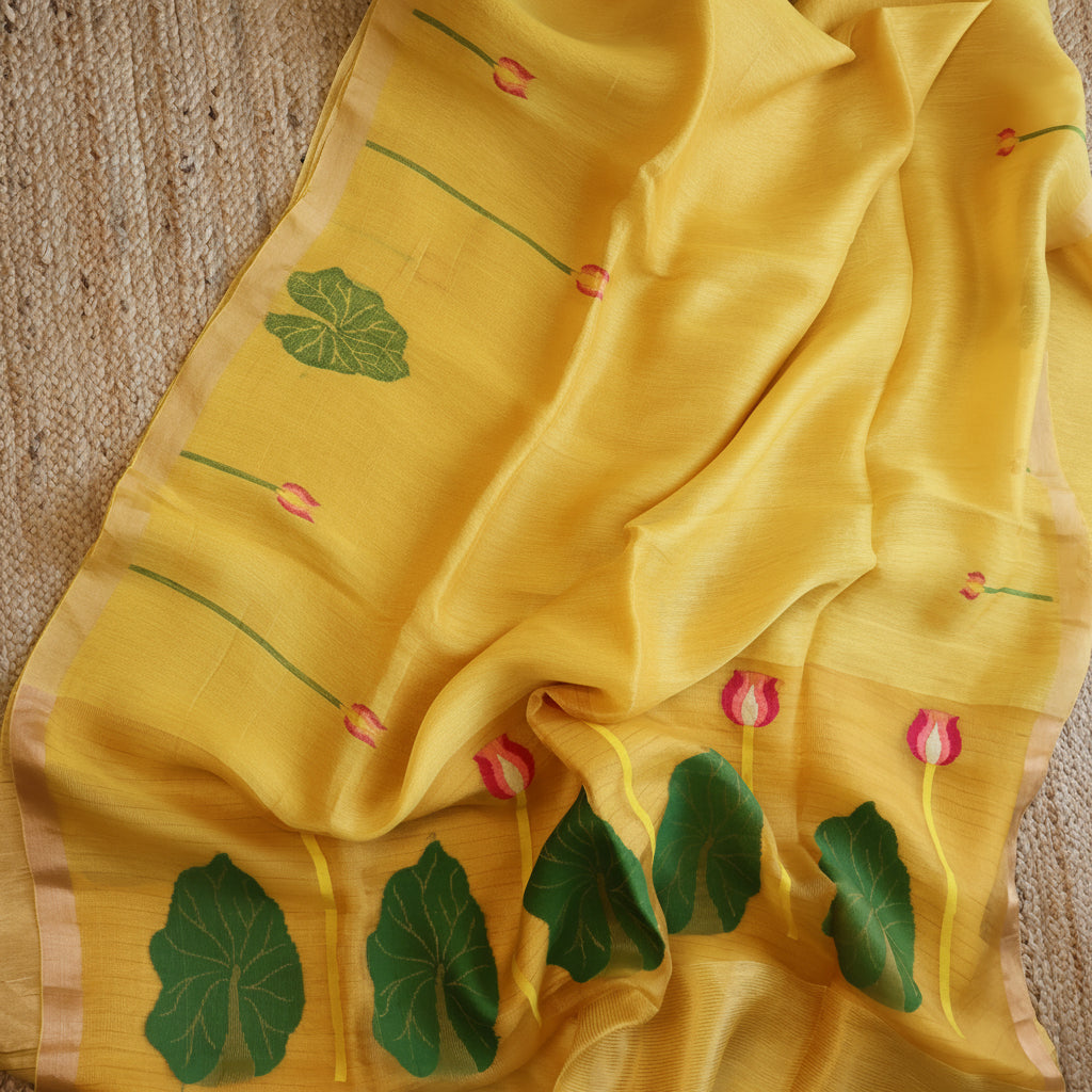 Silk Linen Jamdani Saree – West Bengal Handloom