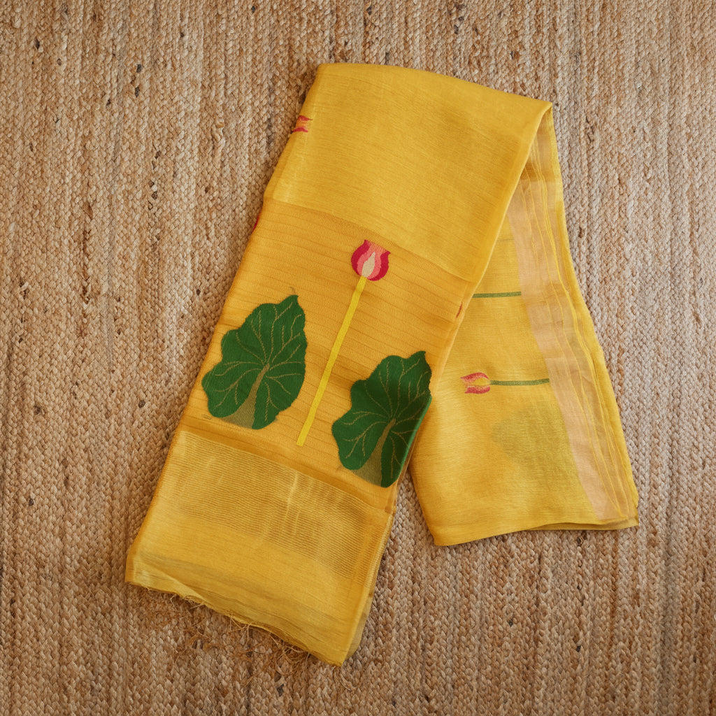 Silk Linen Jamdani Saree – West Bengal Handloom