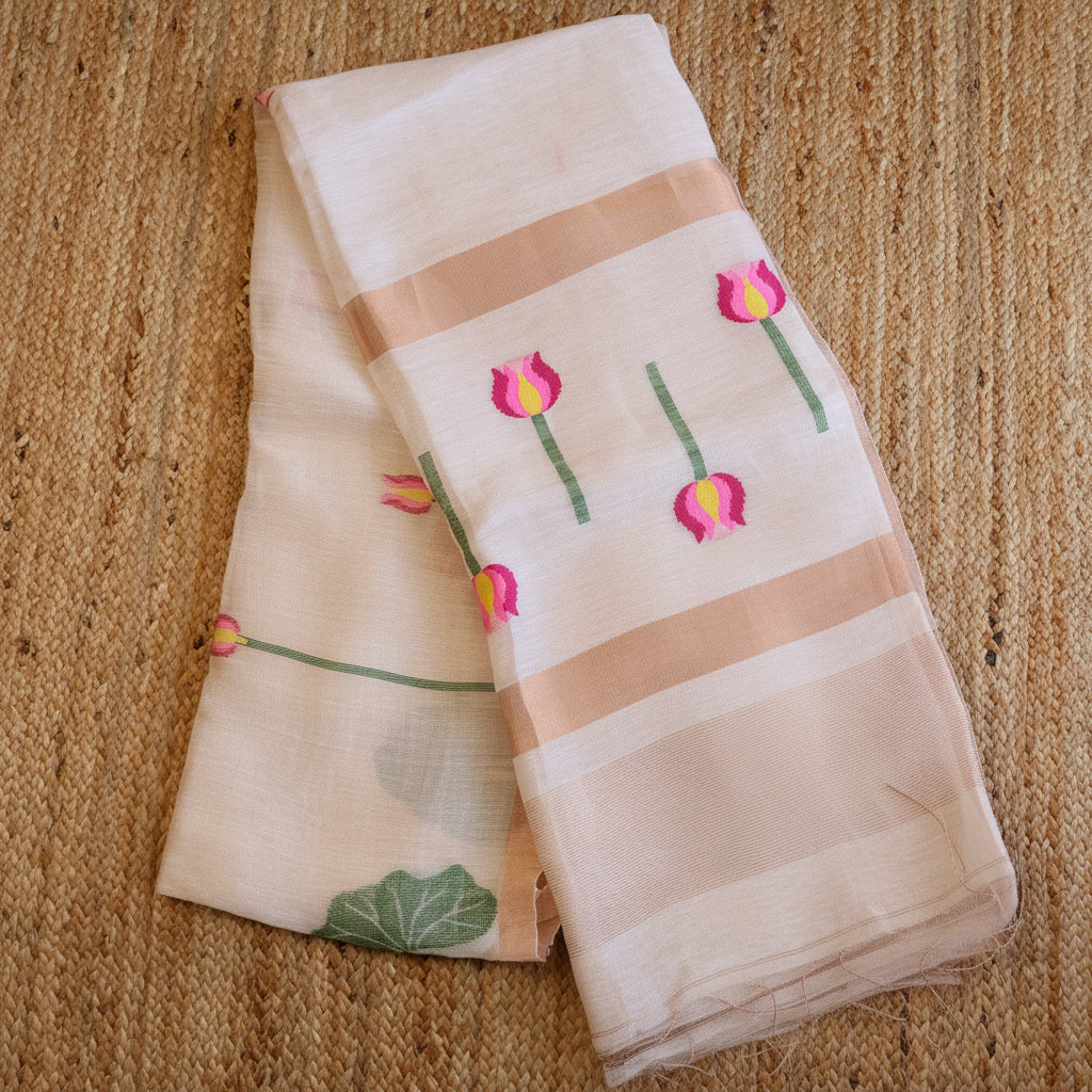 Silk Linen Jamdani Saree – West Bengal Handloom