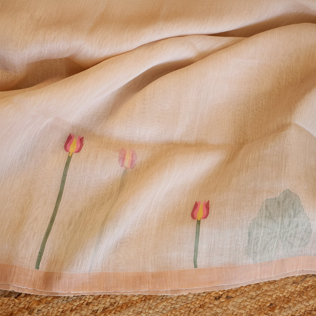Silk Linen Jamdani Saree – West Bengal Handloom