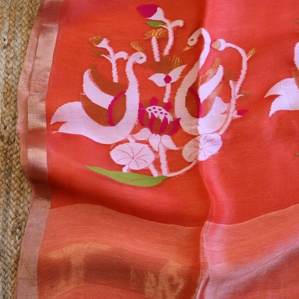 Silk Linen Jamdani Saree – West Bengal Handloom