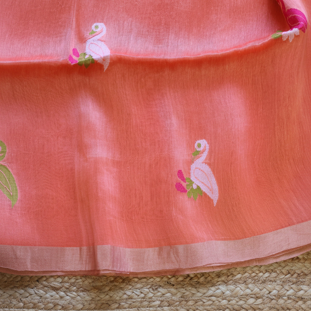 Silk Linen Jamdani Saree – West Bengal Handloom