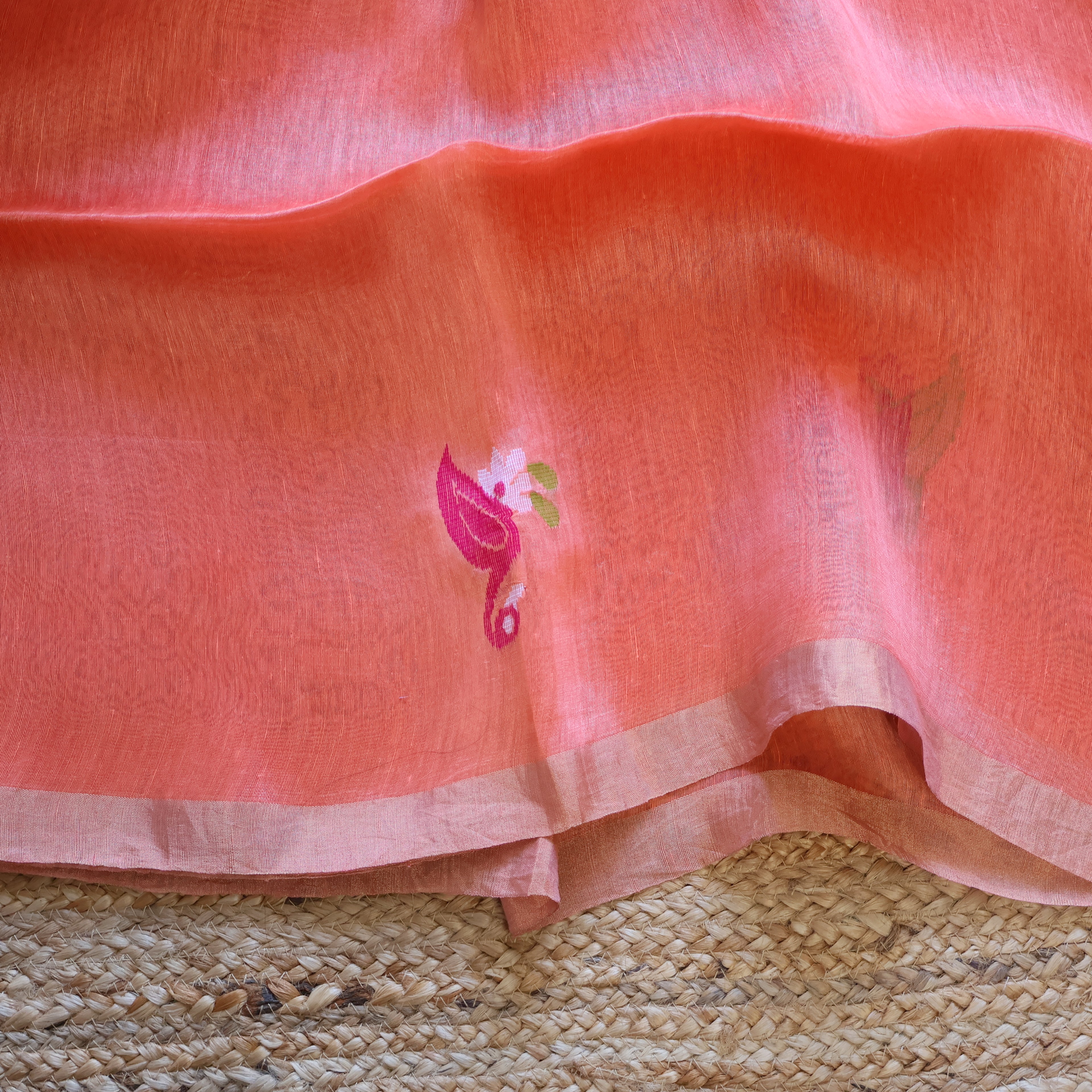 Silk Linen Jamdani Saree – West Bengal Handloom