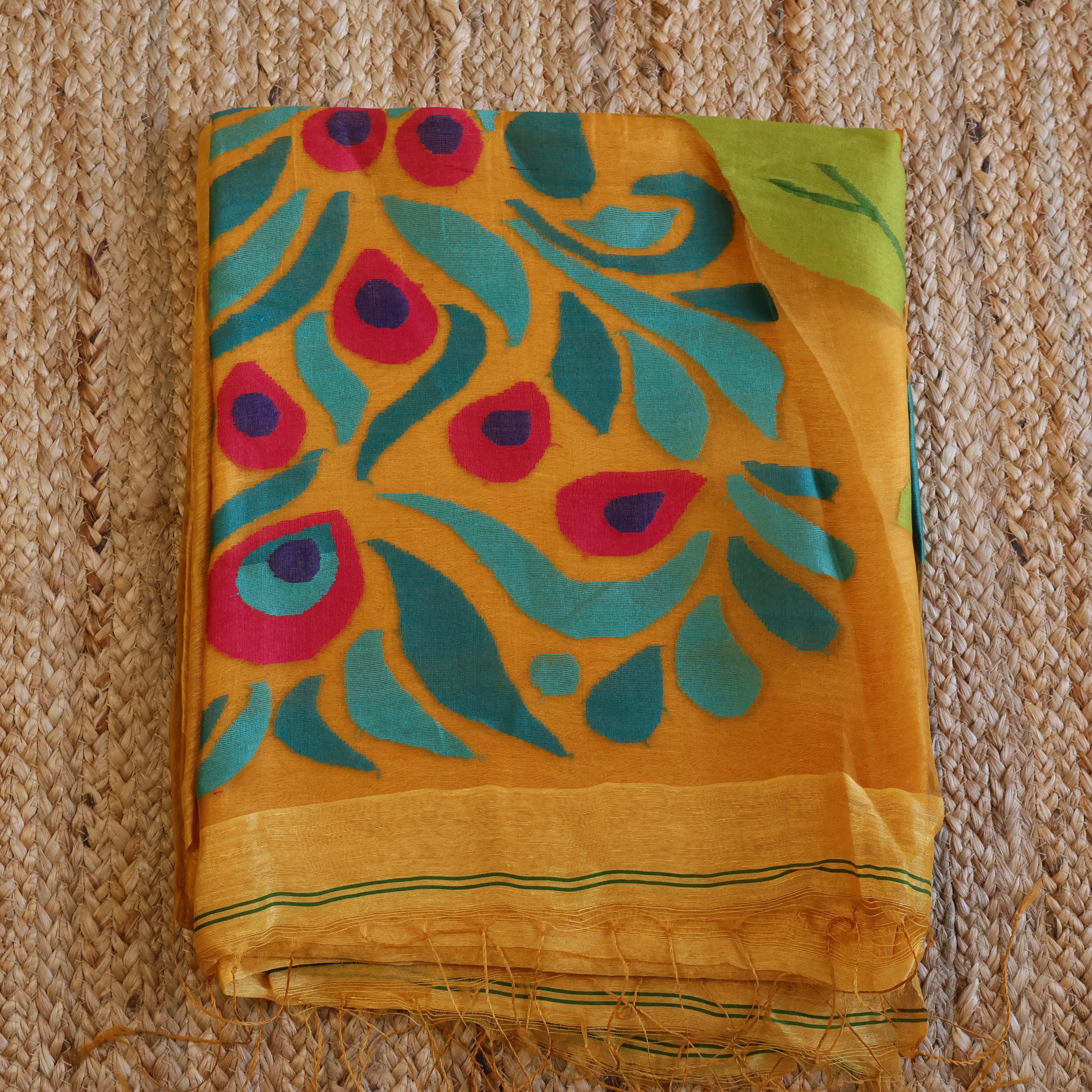 Silk Linen Jamdani Saree – West Bengal Handloom