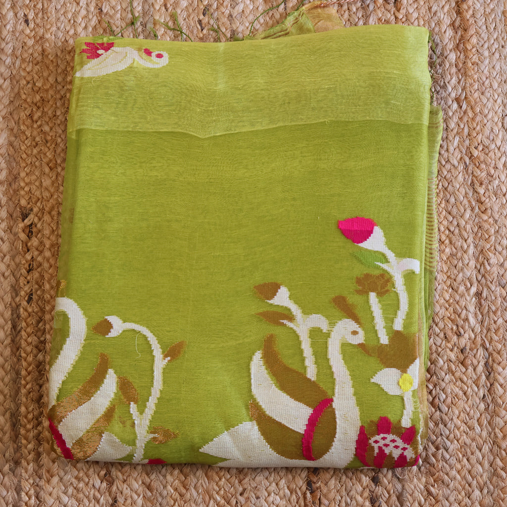 Silk Linen Jamdani Saree – West Bengal Handloom