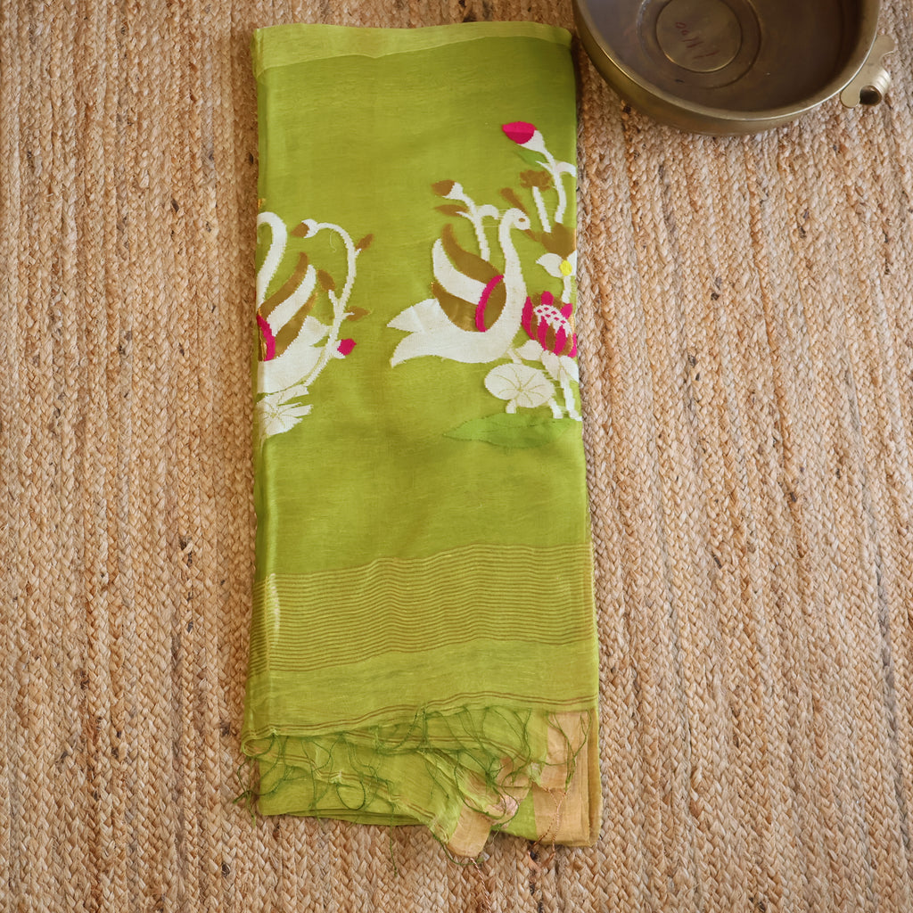 Silk Linen Jamdani Saree – West Bengal Handloom