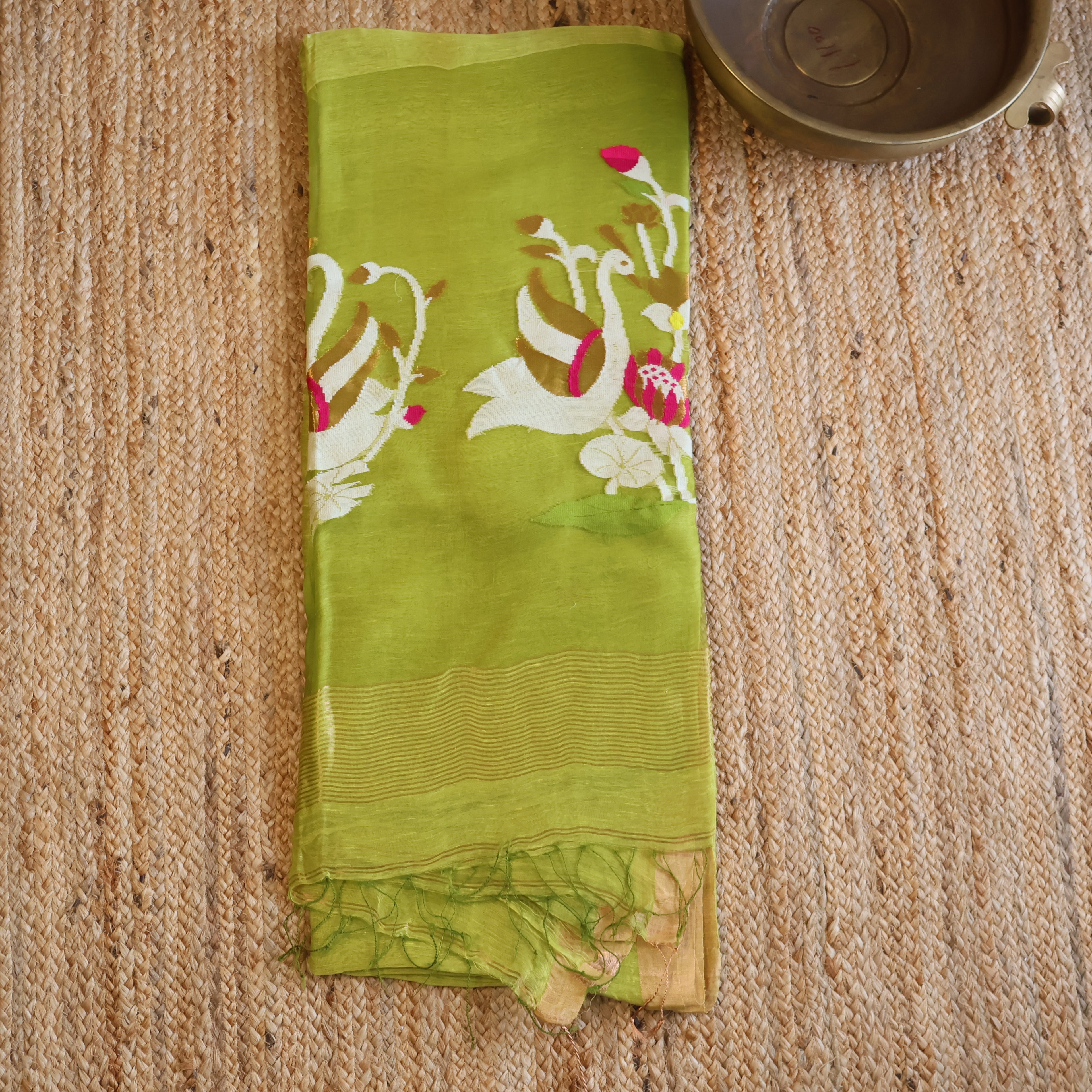 Silk Linen Jamdani Saree – West Bengal Handloom