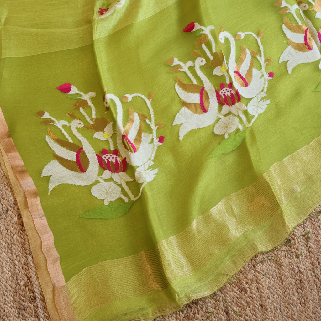 Silk Linen Jamdani Saree – West Bengal Handloom