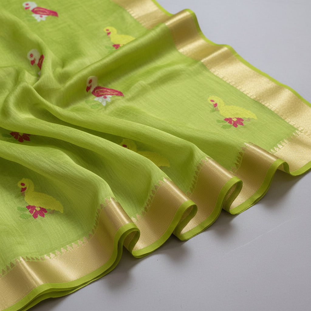 Silk Linen Jamdani Saree – West Bengal Handloom