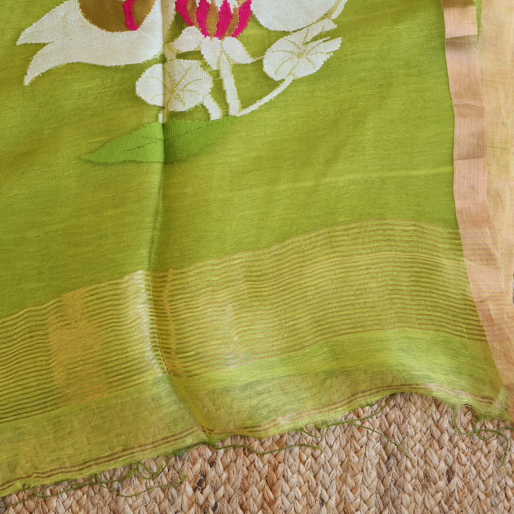 Silk Linen Jamdani Saree – West Bengal Handloom