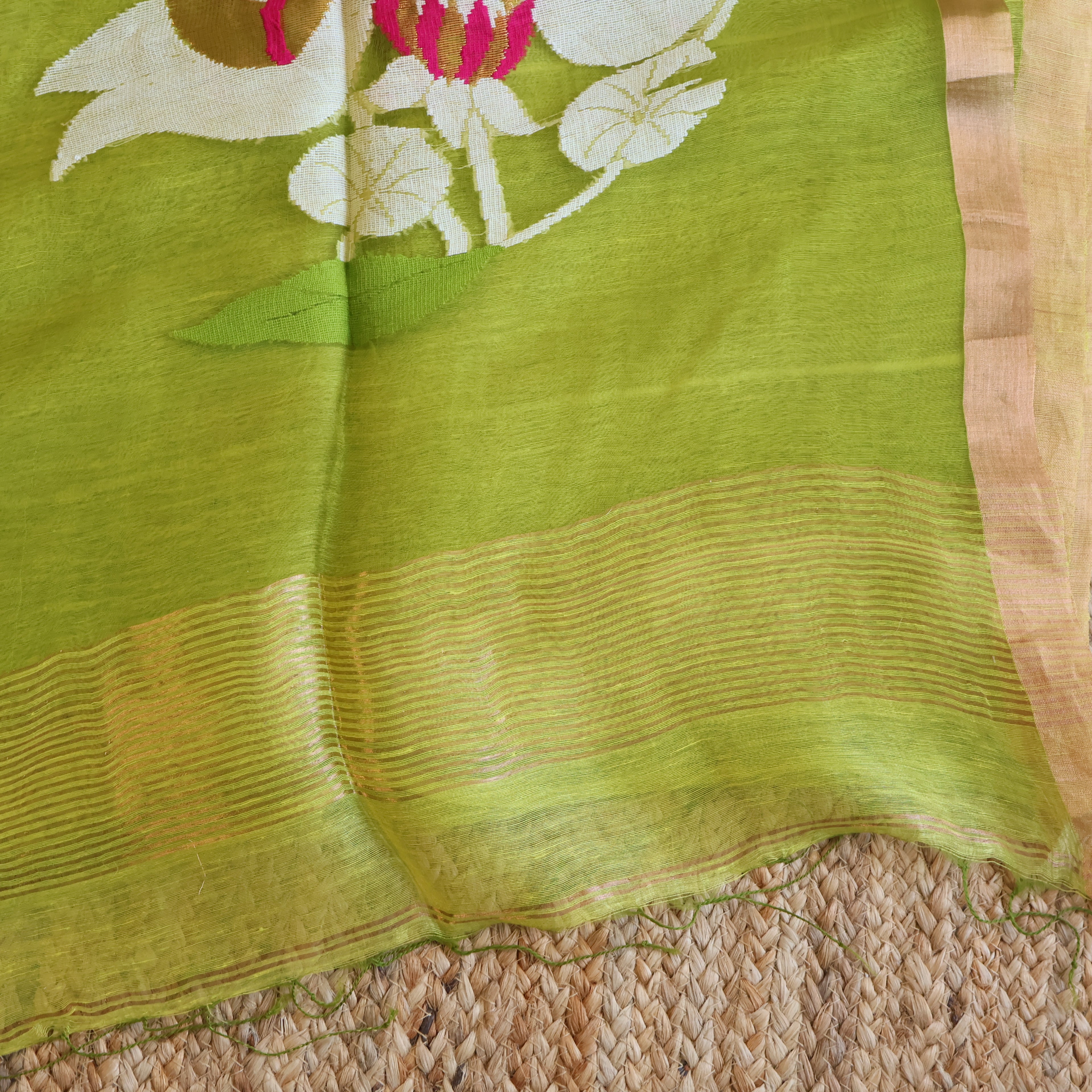 Silk Linen Jamdani Saree – West Bengal Handloom