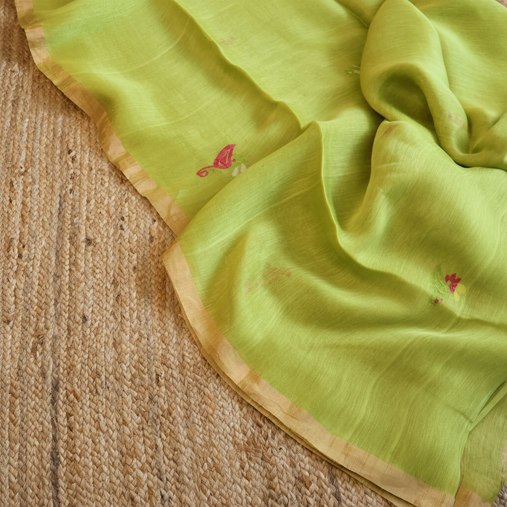 Silk Linen Jamdani Saree – West Bengal Handloom