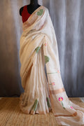 Silk Linen Jamdani Saree – West Bengal Handloom