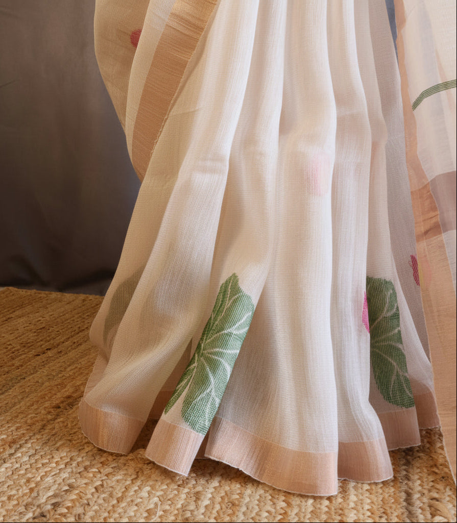 Silk Linen Jamdani Saree – West Bengal Handloom