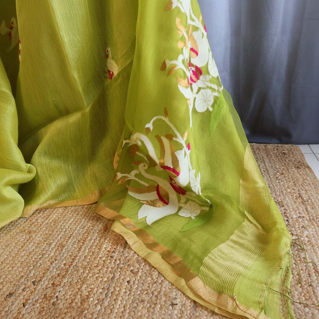 Silk Linen Jamdani Saree – West Bengal Handloom