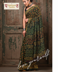 Mulmul pure cotton Sarees block print with blouse . Lightweight, easy to drape . Comfortable all day .