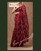 Chanderi Handloom Cotton Silk Saree – with blouse . Lightweight, easy to drape . Comfortable all day .