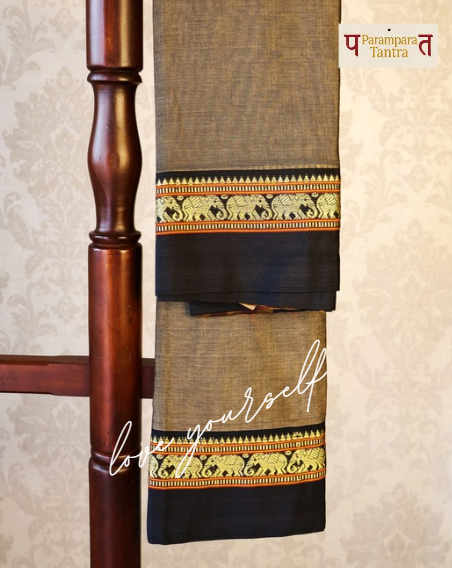 Swādhiṣṭhāna Subravastrā Collection: 100% Cotton Saree with blouse, handwoven on traditional looms