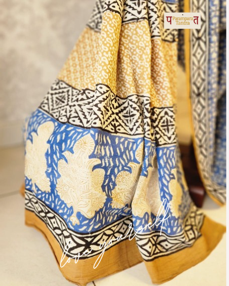 Mulmul pure cotton sarees block print with blouse. Lightweight, easy to drape . Comfortable all day .