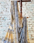 Mulmul pure cotton sarees block print with blouse. Lightweight, easy to drape . Comfortable all day .