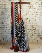 Mulmul pure cotton Sarees block print with blouse. Lightweight, easy to drape . Comfortable all day .