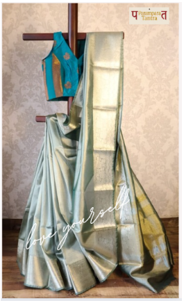 Banarasi Organza Saree with Zari with blouse: Easy to drape and comfortable to wear.