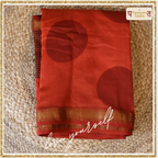 Blood Red Polka Dot & Black Checks Saree with Blouse - 100% Pure Maheshwari Handloom Silk