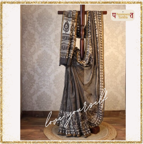 Chanderi Handloom Cotton Silk Saree with blouse – 20% Cotton 80% Silk. Light weight easy to drape. Comfortable all day .