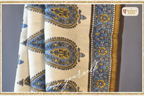 Pure Chanderi Silk Saree with Elegant blue  Prints and Zari Border – 100% Handloom Blouse Piece Included