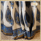 Pure Chanderi Silk Saree with Elegant blue  Prints and Zari Border – 100% Handloom Blouse Piece Included