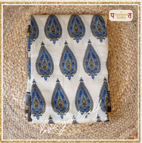 Authentic Chanderi handloom Silk Saree with blouse –  Lightweight  and comfortable all day. Easy to drape.