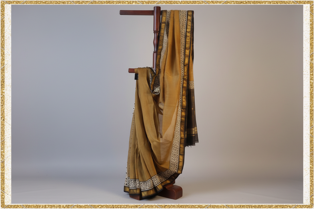 Maheshwari Handloom Silk Saree with blouse – 100% Pure Silk. Lightweight  easy to drape . Comfortable all day.