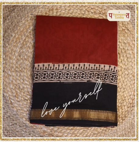 Maheshwari Handloom Silk Saree with blouse – 100% Pure Silk. Lightweight, easy to drape . Comfortable all day .