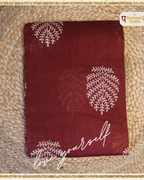 Brick Red Base & White Designs Saree with Matching Blouse - 100% Pure Maheshwari Handloom Silk