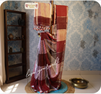 Pure Linen check Saree with blouse – Elegant, Professional & Handwoven. Light weight easy to drape. Comfortable all day .