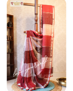 Pure Linen check Saree with blouse – Elegant, Professional & Handwoven. Light weight easy to drape. Comfortable all day .