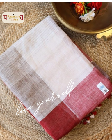 Pure Linen check Saree with blouse – Elegant, Professional & Handwoven. Light weight easy to drape. Comfortable all day .