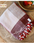 Pure Linen check Saree with blouse – Elegant, Professional & Handwoven. Light weight easy to drape. Comfortable all day .