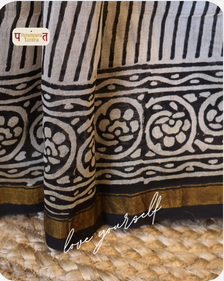 Authentic Chanderi handloom Silk Saree with blouse–  Lightweight, comfortable all day. Easy to drape.