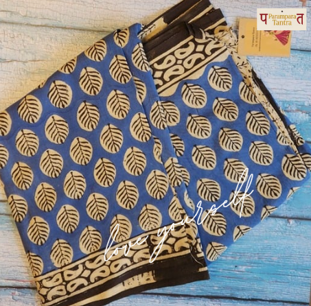 Mulmul pure cotton Sarees block print with blouse. Lightweight, easy to drape . Comfortable all day .